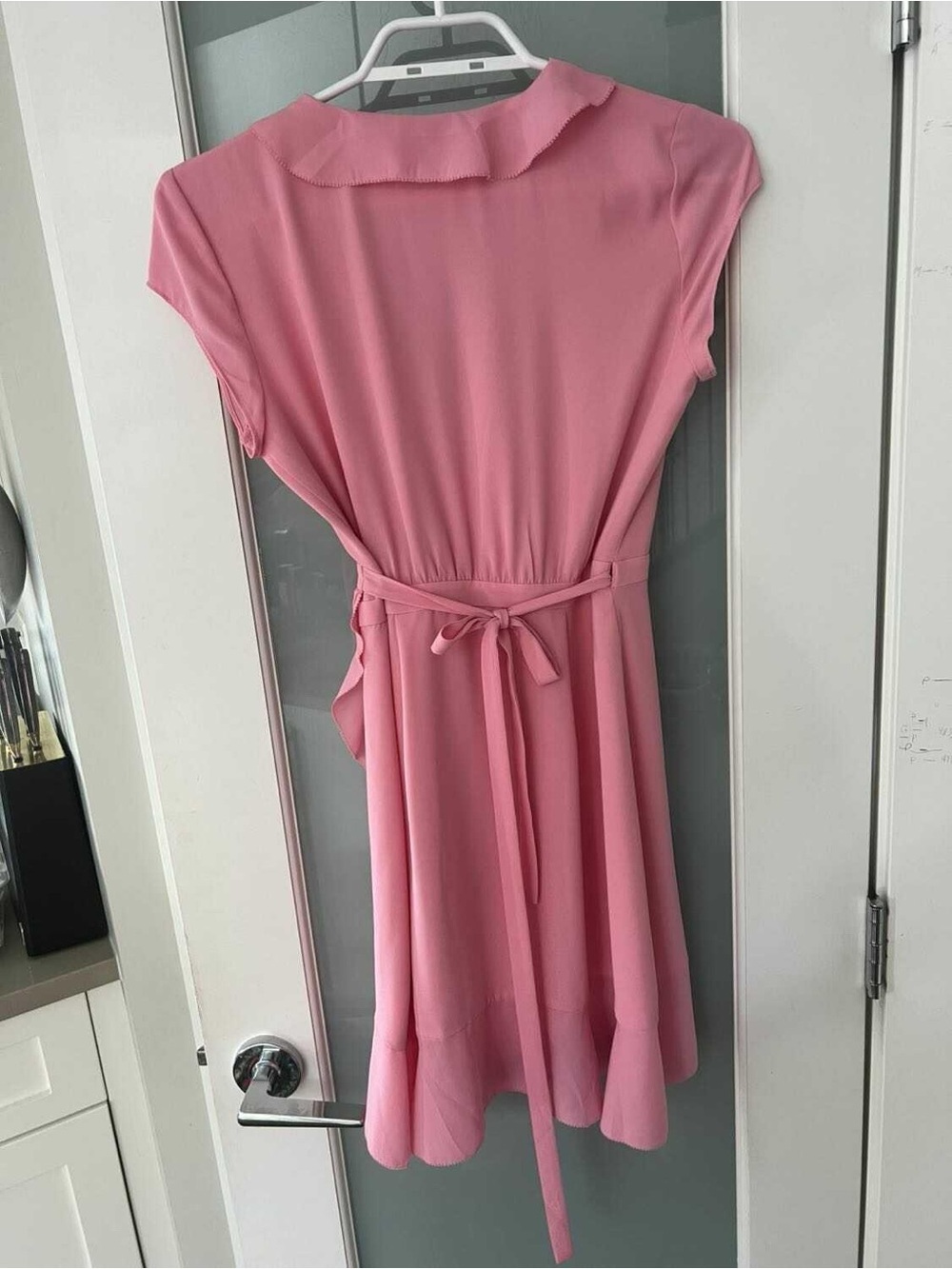 Sunday Best Pink Ruffle Wrap Mini Dress - Picture 3 of 4